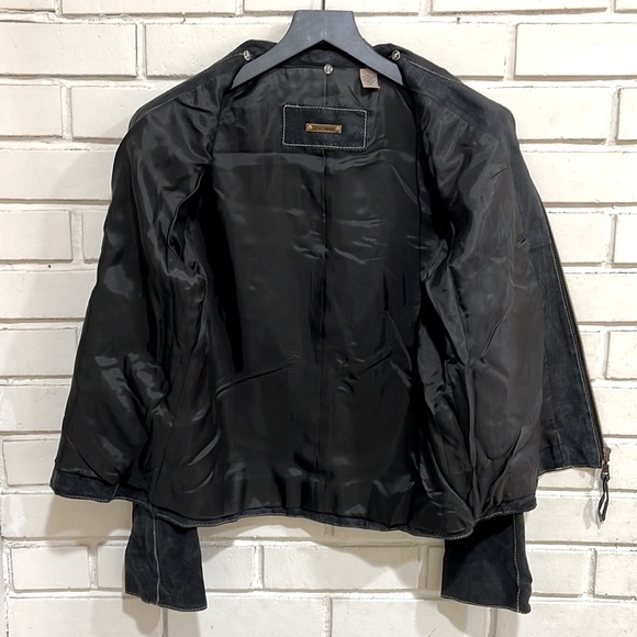 i.e. Relaxed Moto Suede Leather Zip-Up Jacket Distressed Black M (Macy's) - Picture 8 of 10